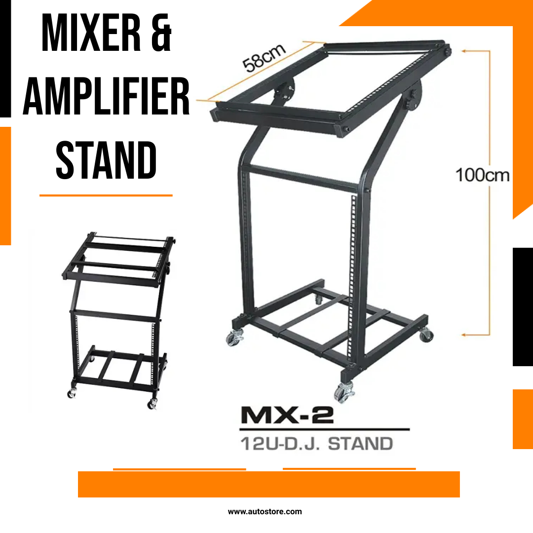 Mixer Studio Rack Mount Rolling Stand Adjustable Top Platform With Strong Wheel -Black